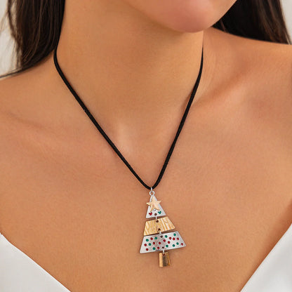Christmas Tree Necklace and Earrings Set with five-pointed star design in mixed colours