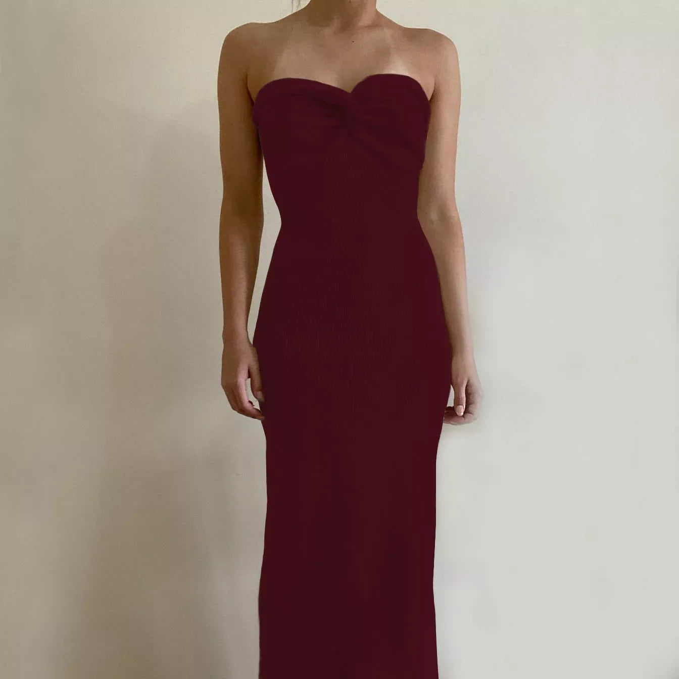 Women's knitted cross off-shoulder dress in various colours
