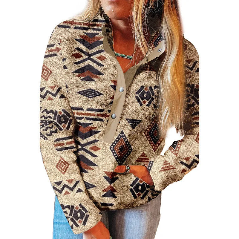 Women's loose long sleeve polyester top with zip, medium thickness, 50cm length, sizes S-XL