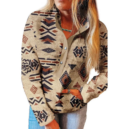 Women's loose long sleeve polyester top with zip, medium thickness, 50cm length, sizes S-XL