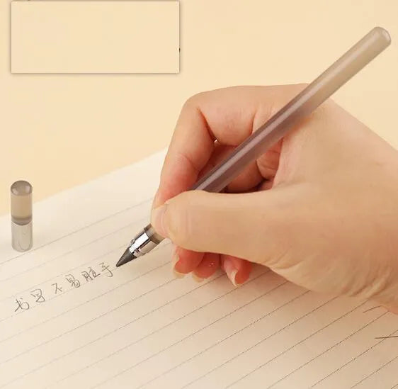 Transparent acrylic eternal pencil with alloy writing tip shown in multiple colour options