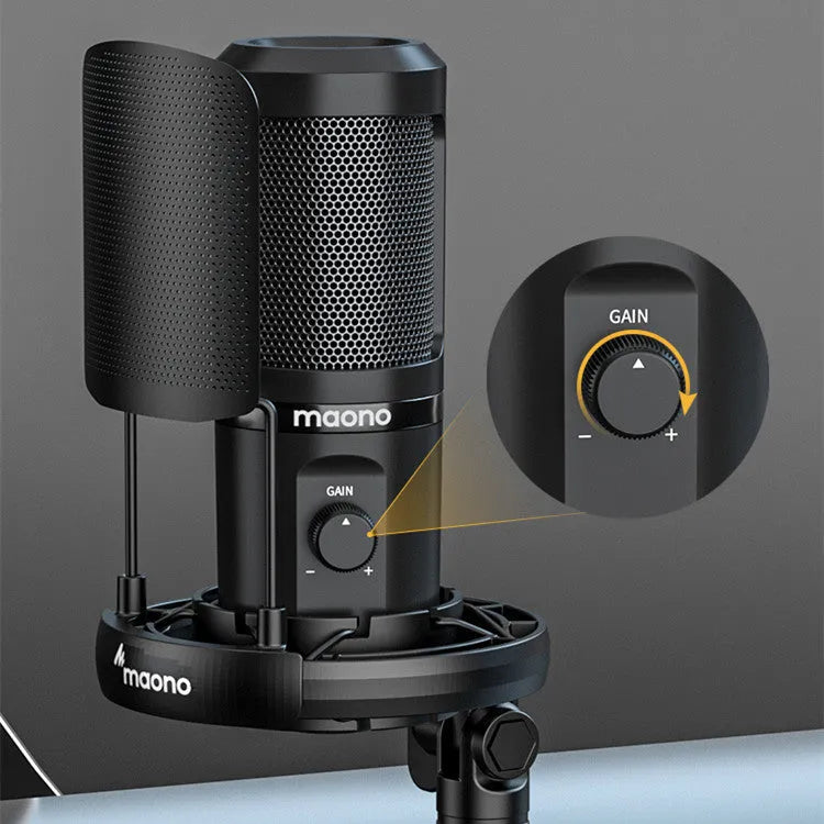 USB condenser microphone with tripod and shock rack in PM461 colour for desktop recording
