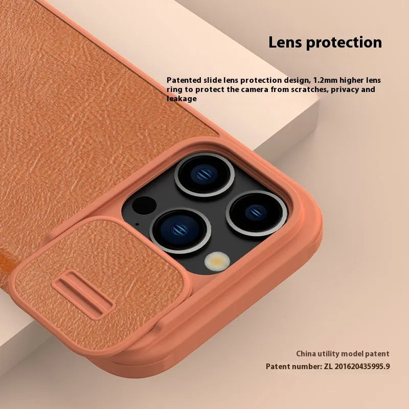 iPhone leather phone case protective cover flip case for iPhone 14 Pro Max, iPhone 15, iPhone 15 Plus, iPhone 15 Pro, iPhone 15 Pro Max in black, brown or red
