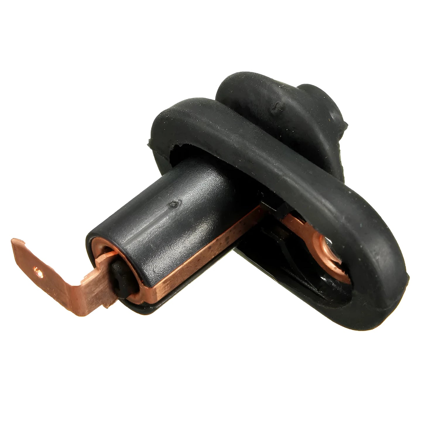 Black universal car interior door light switch made of plastic and metal.
