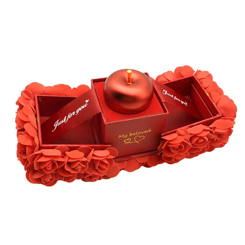 Eternal Rose Jewelry Gift Set with handmade preserved roses, crystal pendant necklace, and elegant presentation box