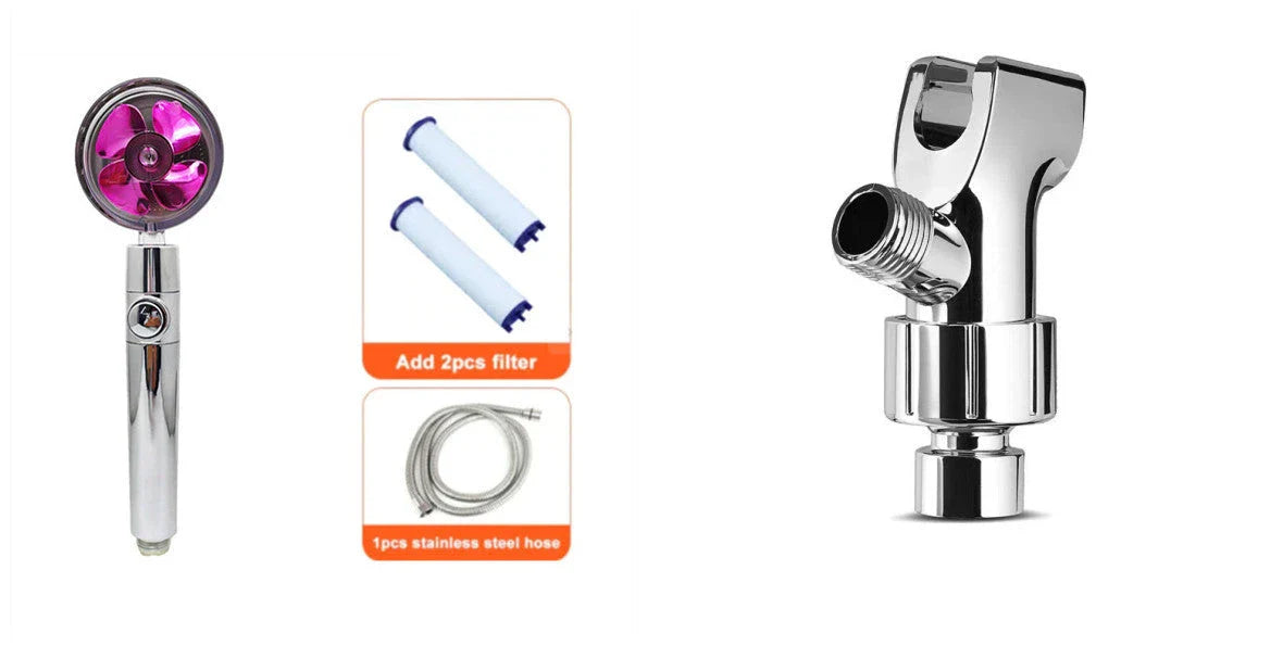 360° Rotating Shower Head with Built-In Fan - Premium ABS Plastic Construction, Water-Saving High-Pressure Spray