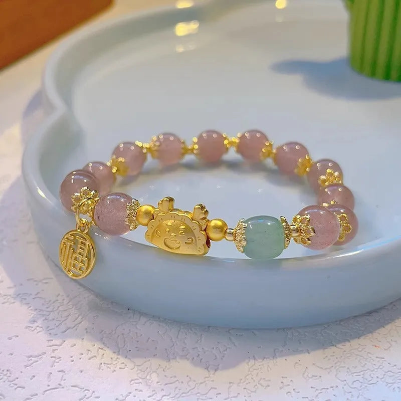 Electroplated glass coloured glaze zodiac bracelet for women showing zodiac animal modelling details