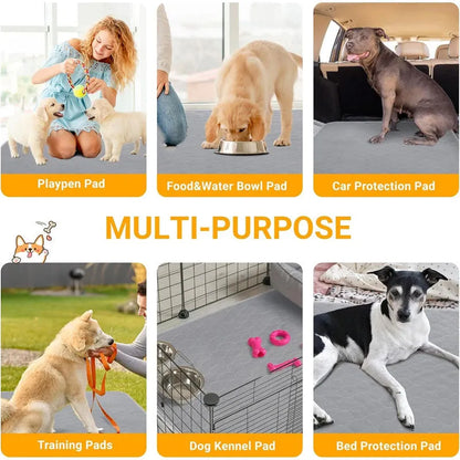 Pet Parents washable dog pee pads in grey and tan colours showing 18x24 inch size