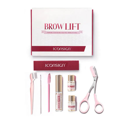 Pink eyebrow quick ironing tool in complete eyebrow perm kit set