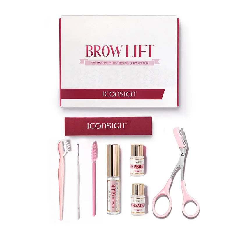 Pink Eyebrow Quick Ironing Kit eyebrow scalding suit for eyebrow perm styling at home or salon with reusable tools for general population use