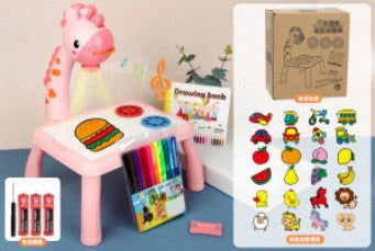 Children's magnetic drawing board with music and projection features in blue and pink
