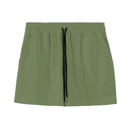 Men's thin grey polyester basketball shorts with an elastic waistband, shown laid flat.