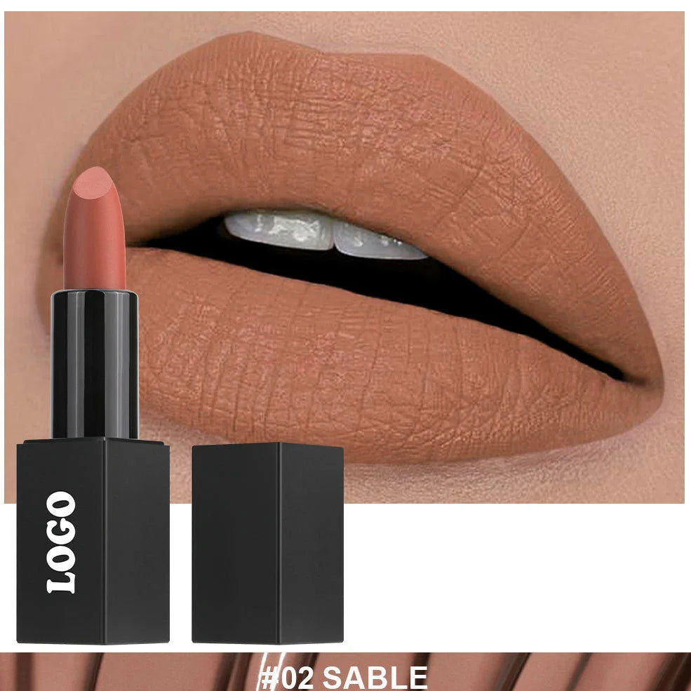 Beauty Does Not Fade waterproof matte lipstick in standard case with anti-discoloration technology