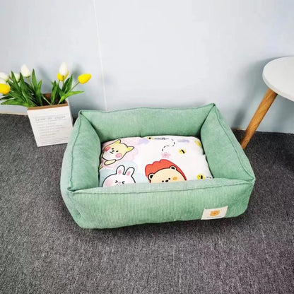 Cotton dog nest bed in light blue colour with soft velvet material and PP cotton filling