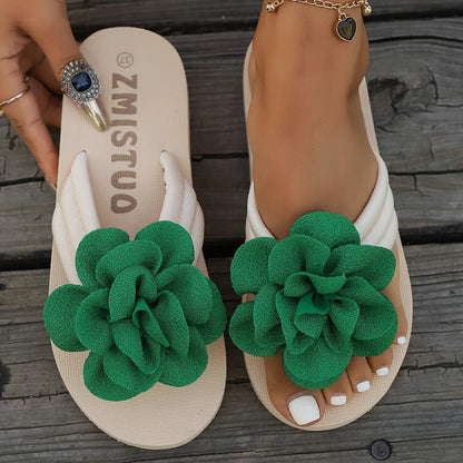 Plus size PU casual flip flop slipper in beige, showing round toe design.