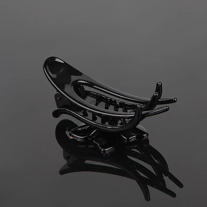 Rhinestone flower three-jaw clamp hair barrette in blue black grey for back-head styling