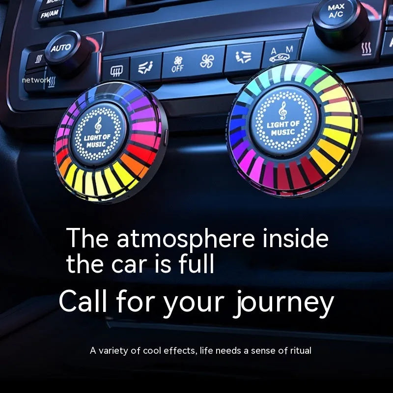 Black square magnetic RGB ambience light panel measuring 60x60cm on a dashboard.