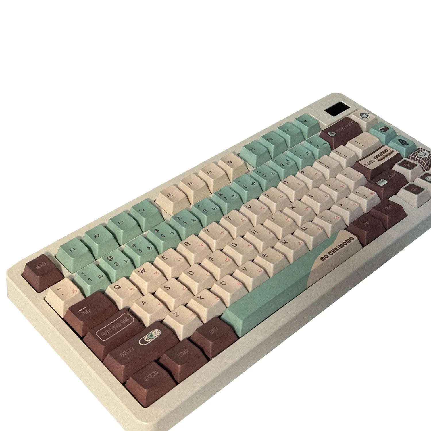 Craft Key CAP Matcha Theme keycap set for mechanical keyboards, showing ergonomic profile and full layout on a desk.