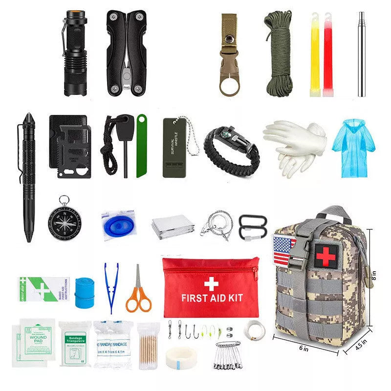 Standby Self-defense Supplies First Aid Kit with comprehensive emergency tools and medical supplies