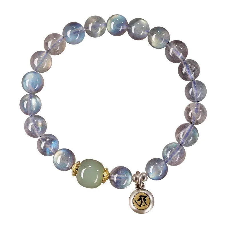 Birth Buddha Beads moonstone crystal bracelet with zodiac animal modelling and electroplated finish