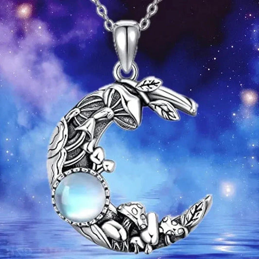 Bohemian Retro Moon Pendant Necklace in vibrant colours, showcasing unique moon and geometry design.