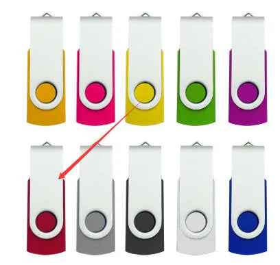 Rotating USB 2.0 flash drive with swivel mechanism in multiple colour options