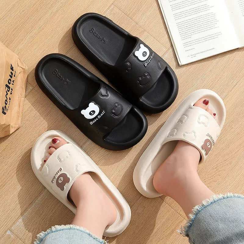 Cartoon bear slippers with thick non-slip EVA sole in various colours