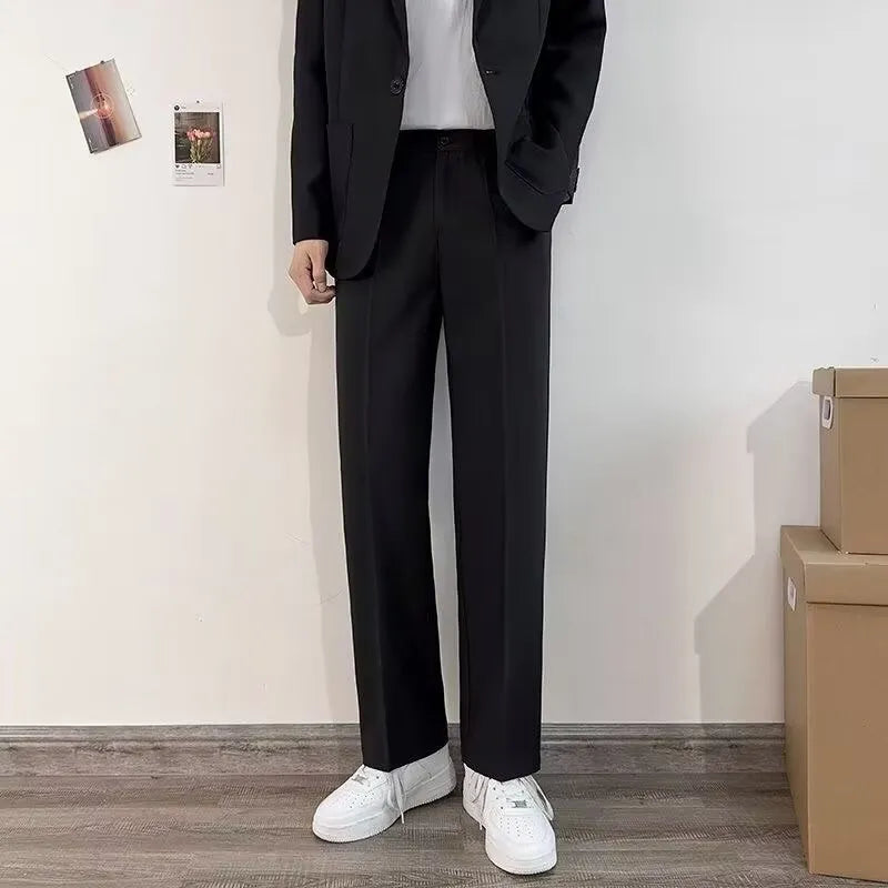 Plus size men's three-piece suit set with jacket, trousers, white shirt and tie