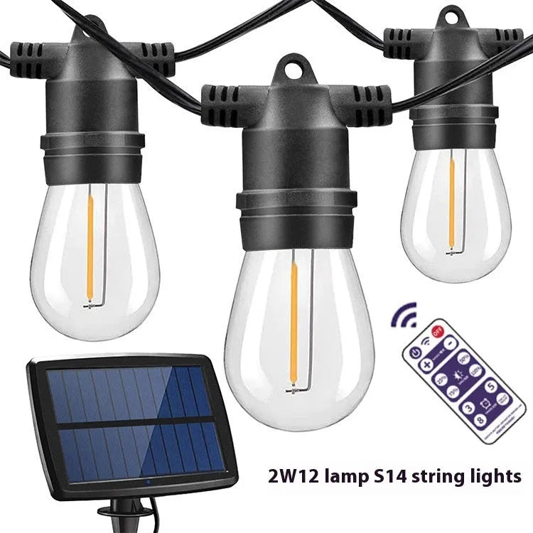 Waterproof solar string lights with PVC housing in garden setting showing LED illumination