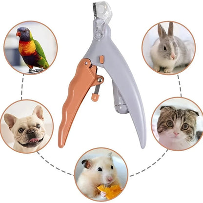 Yellow LED pet nail trimmer with magnifying glass and steel blades for cat and dog grooming