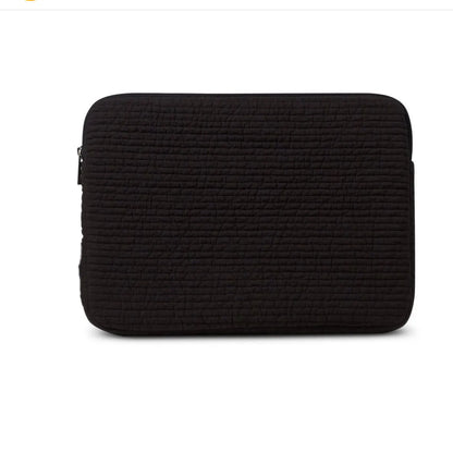 Hand-held anti-seismic laptop bag in black or white cotton cloth with tablet protection and coin pocket