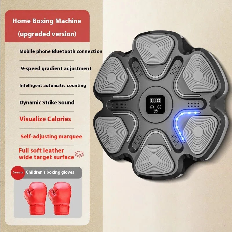Smart music boxing machine wall target with 6-digit electronic display and hanging design for household training