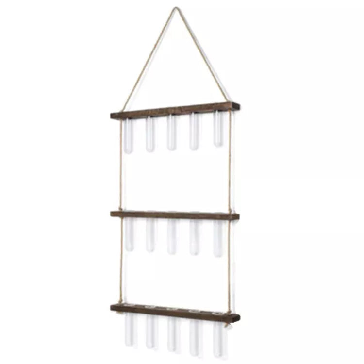Creative Hydroponics Wall Hanging Vase with 15 test tubes in a wooden frame