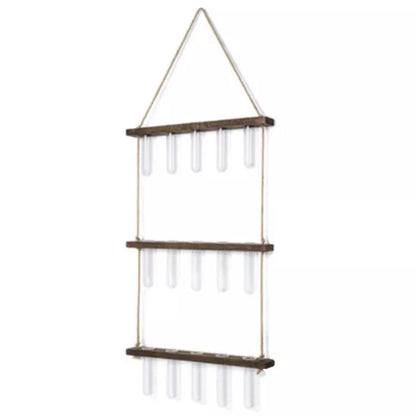 Creative Hydroponics Wall Hanging Vase with 15 test tubes in a wooden frame
