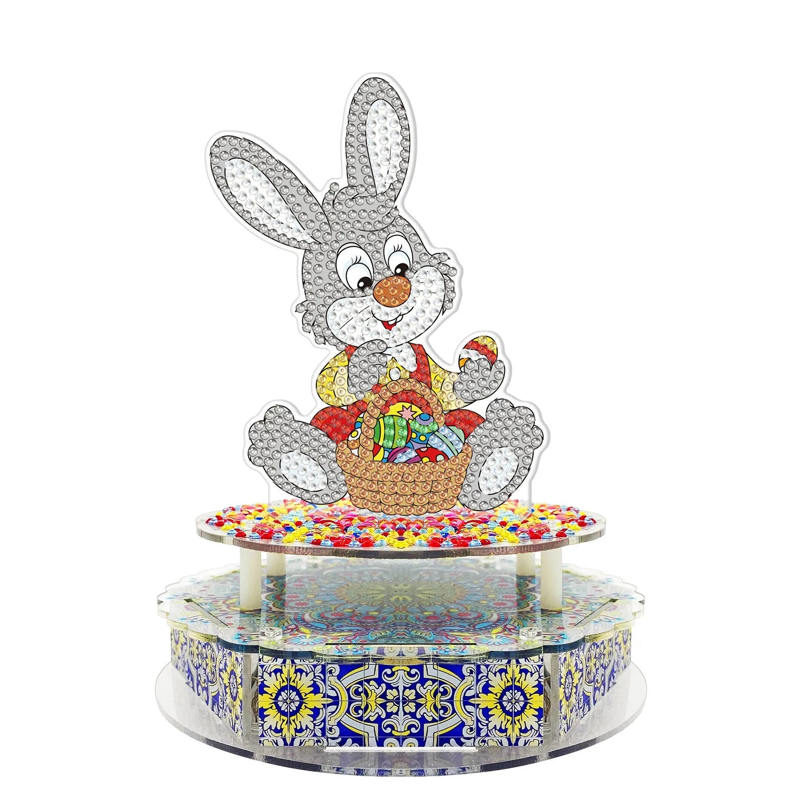 Handmade DIY diamond painting music box kit with light string and assembly tools for Halloween and Easter decoration
