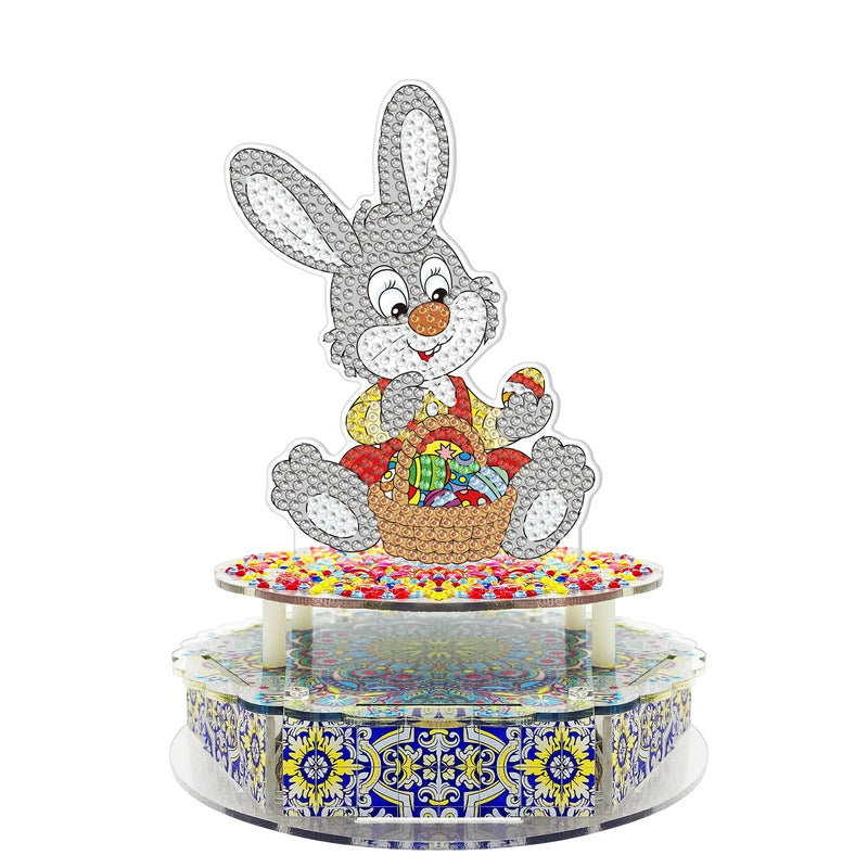 Handmade diamond painting music box kit for Halloween and Easter decoration with DIY diamond painting, simple style PVC craft for living room, bedroom, or commercial spaces, includes music movement, light string, and all assembly tools
