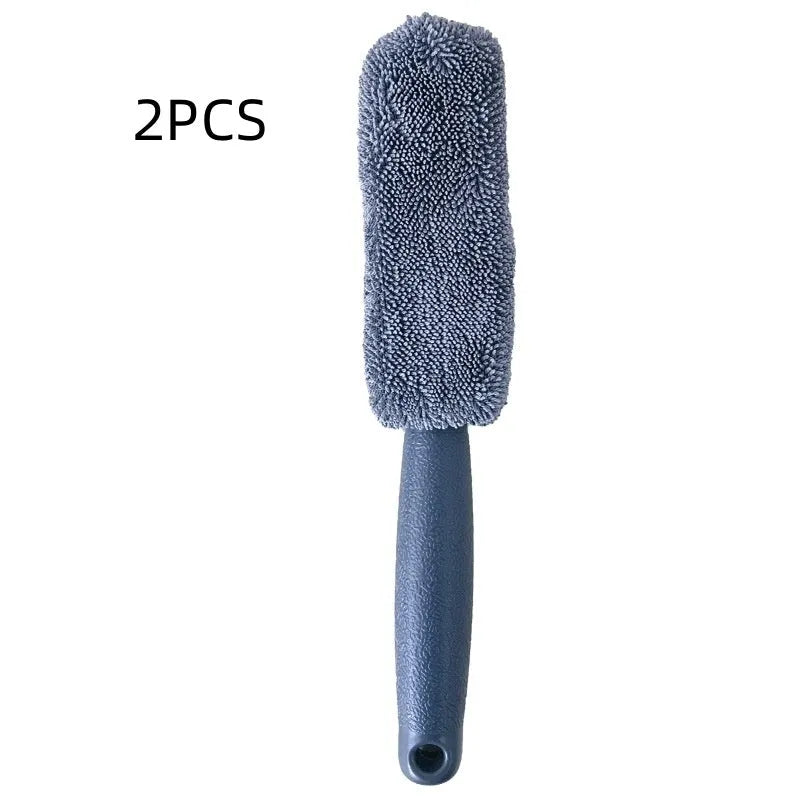 29cm long microfiber car tire brush for cleaning wheels and hubcaps in grey colour