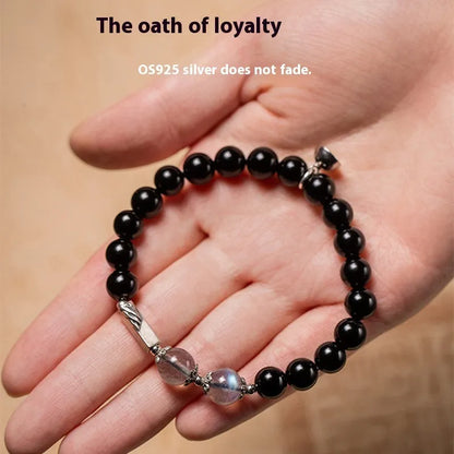 Obsidian Buddha beads couple bracelet DIY kit with 8mm and 10mm bracelet sizes