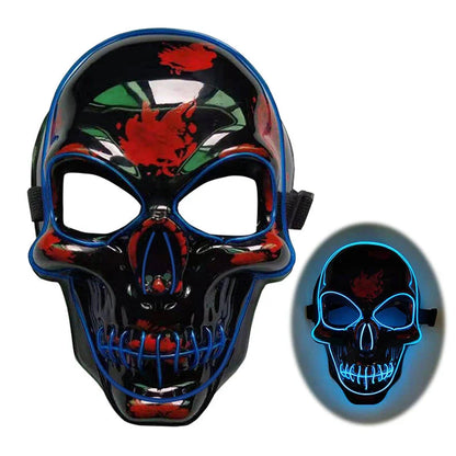 Realistic LED Skeleton Mask with customizable glow-in-the-dark lighting effects for Halloween, parties, and more