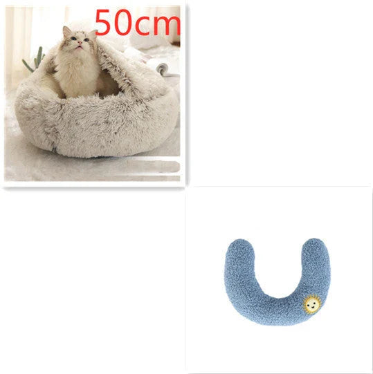 Cozy All-in-One Pet Bed in various colors and sizes, providing a plush and comfortable retreat for cats and dogs
