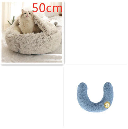 Cozy All-in-One Pet Bed in various colors and sizes, providing a plush and comfortable retreat for cats and dogs