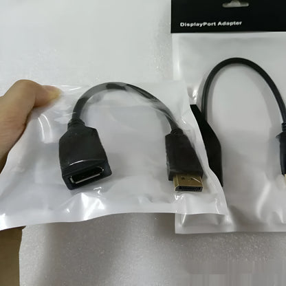 Black DisplayPort DP male to female extension cable approximately 10cm long