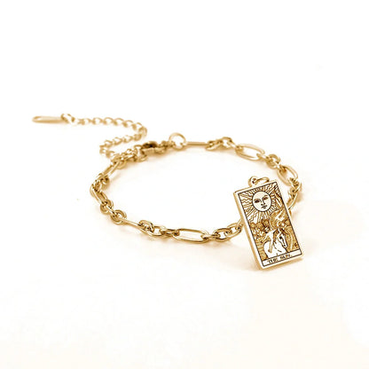 12 Tarot Card Series stainless steel bracelet with 18K gold plating