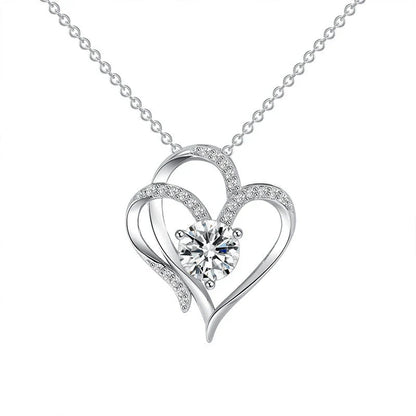 Heart-shaped pendant necklace with sparkling rhinestones, a stylish and elegant accessory for women
