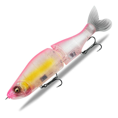 A 185mm hard plastic fishing swim bait in a natural green colour with detailed scales and 3D eyes.