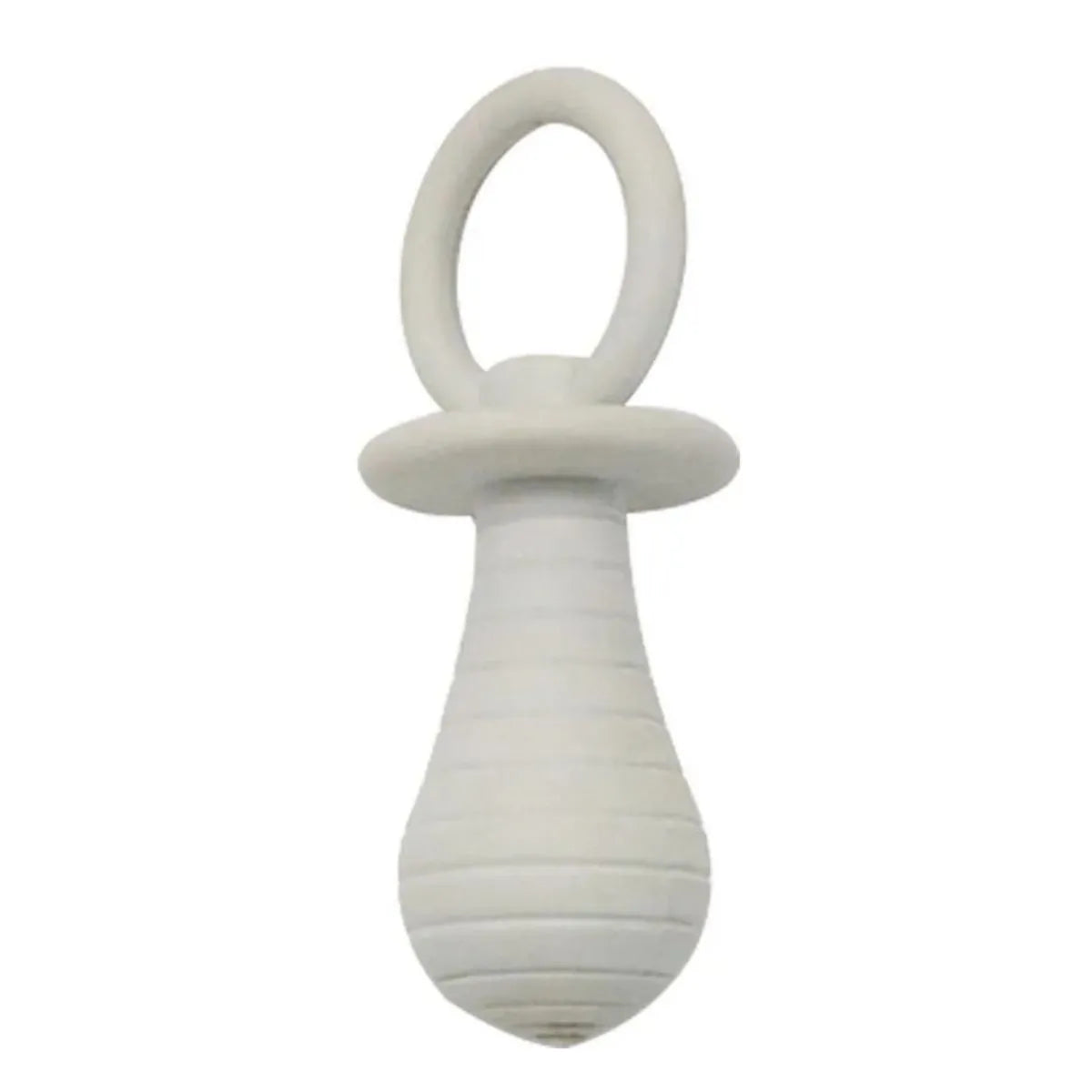 Blue TPR pet pacifier chew toy with squeaker for puppies and kittens on a white background.