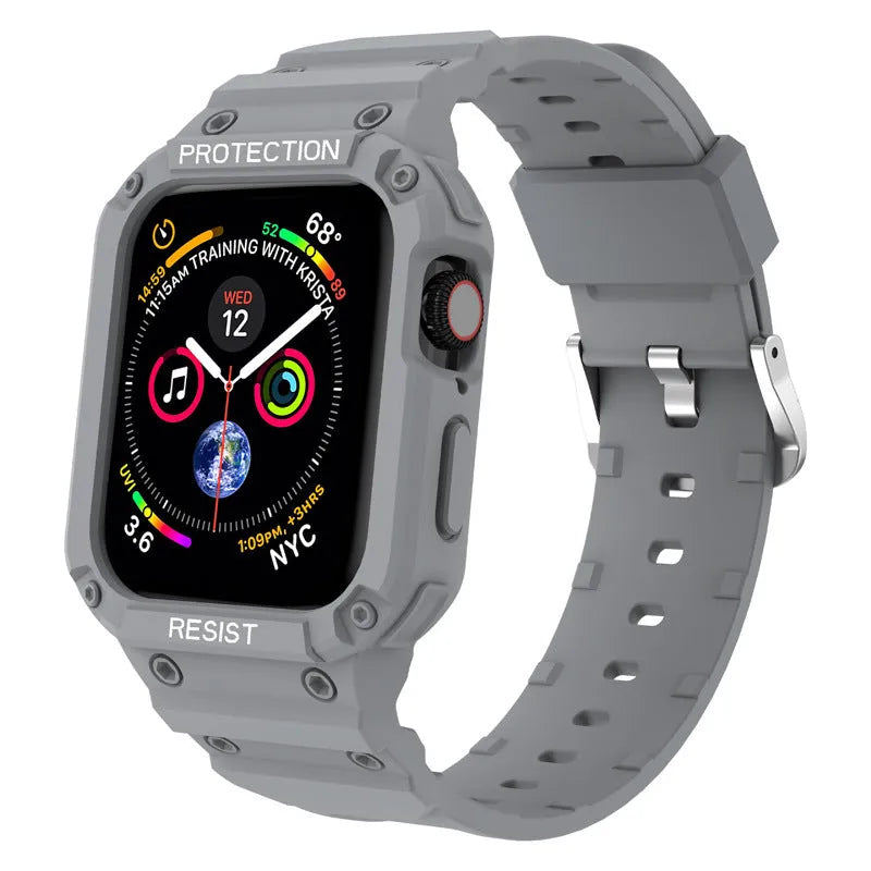 Soft TPU sports strap for Apple Watch Series 8 shown in multiple colour options