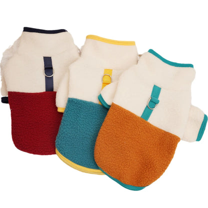 Lambswool pet sweatshirt in caramel colour with berber fleece thickened construction