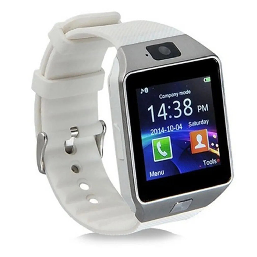 Bluetooth smart watch with touch screen and sporty silicone wrist strap in multiple colour options