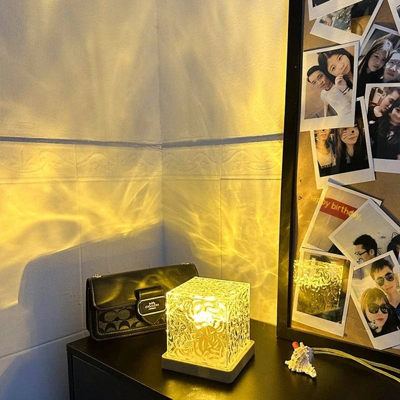 A USB-powered table lamp with a mesmerizing water ripple effect, providing a tranquil and soothing ambiance for any living space.